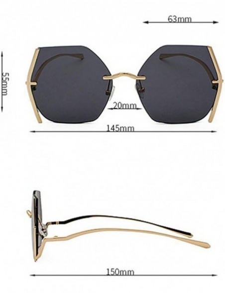 Rimless Irregular Sunglasses Designer Oversized Gradient - Black&grey - CB192AZ3SQY $11.00