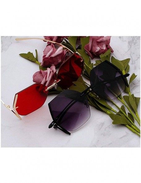 Rimless Irregular Sunglasses Designer Oversized Gradient - Black&grey - CB192AZ3SQY $11.00