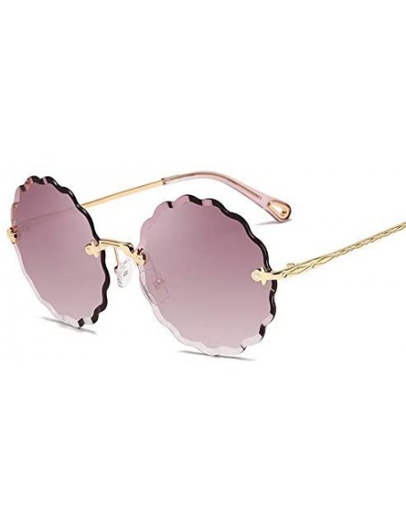 Rimless Round Sunglasses Female Flower Shaped Metal Rimless Lenses Undulation Gradient Lenses UV400 - S140 - CA18Y7E46ZU $27.51