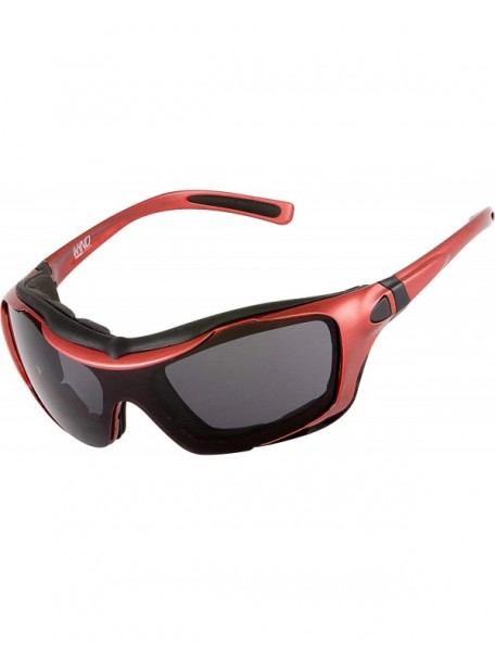 Sport Polarized Large Motorcycle Riding Sunglasses Sports Wrap Glasses - Red - Polarized Smoke - CK18DO82H9W $16.28