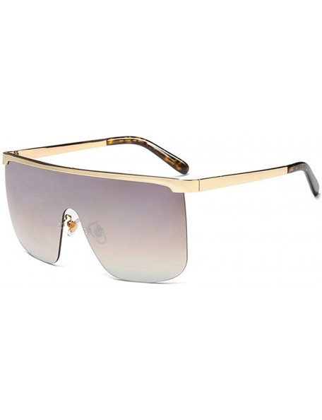 Semi-rimless 2019 New Trending Unisex Oversized Square Sunglasses Rimless One Piece Goggle Eyewear UV400 - Gold&brown - C118M...