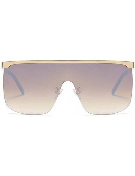 Semi-rimless 2019 New Trending Unisex Oversized Square Sunglasses Rimless One Piece Goggle Eyewear UV400 - Gold&brown - C118M...