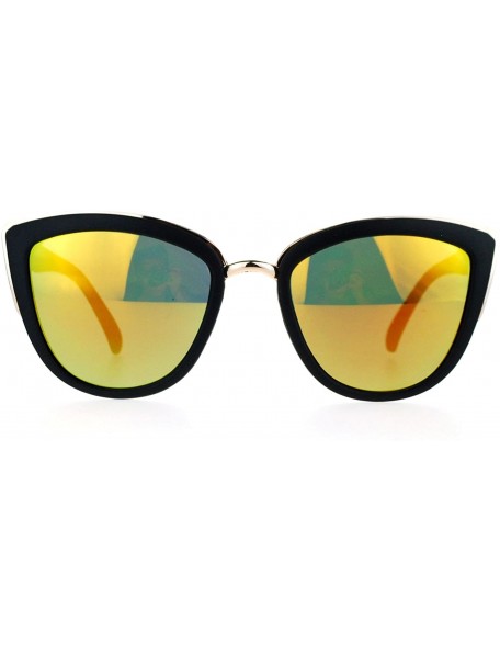 Oversized Womens Color Mirror Mirrored Lens Oversize Cat Eye Sunglasses - Black Orange - CO1258SDMFF $13.79
