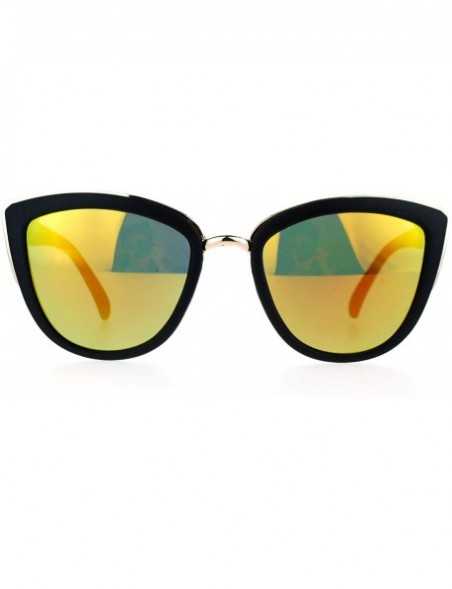 Oversized Womens Color Mirror Mirrored Lens Oversize Cat Eye Sunglasses - Black Orange - CO1258SDMFF $13.79