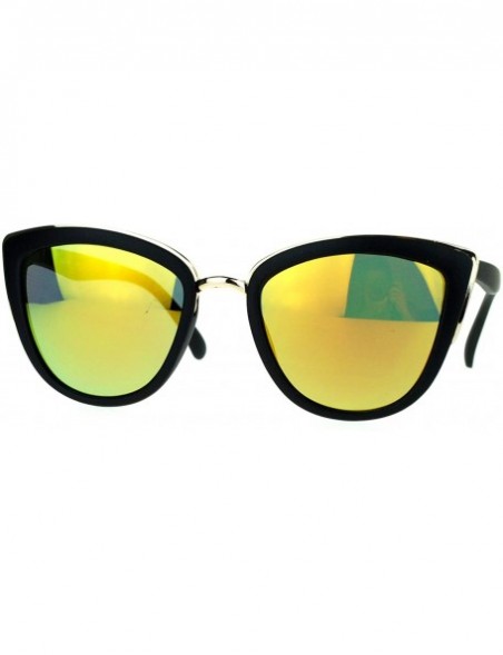 Oversized Womens Color Mirror Mirrored Lens Oversize Cat Eye Sunglasses - Black Orange - CO1258SDMFF $13.79