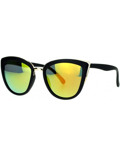 Oversized Womens Color Mirror Mirrored Lens Oversize Cat Eye Sunglasses - Black Orange - CO1258SDMFF $13.79