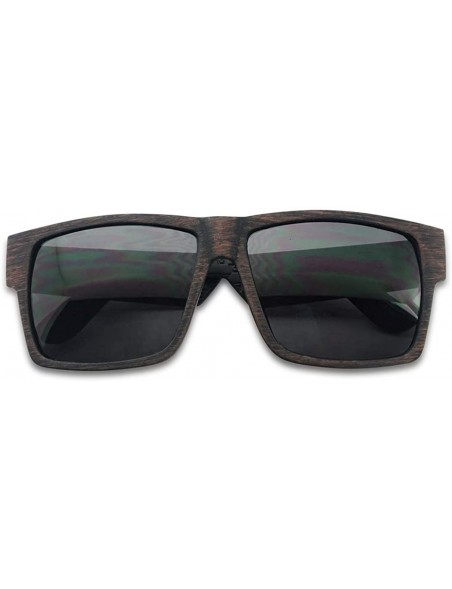 Round Original Classic Faux Camouflage Wood Print Square Casual Wear Sunglasses for Men and Women - Brown Wood - Black - CQ18...