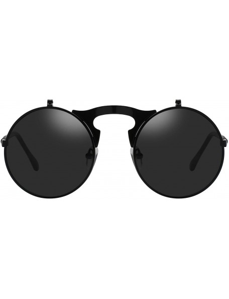 Sport Circle Flip Up Sunglasses Gothic Round Retro John Lennon Style Sun Glasses Steampunk Sunglasses - CL18RZQZ6HL $10.67