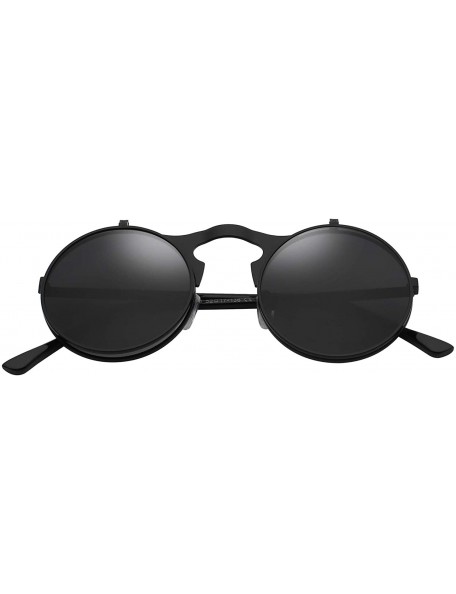 Sport Circle Flip Up Sunglasses Gothic Round Retro John Lennon Style Sun Glasses Steampunk Sunglasses - CL18RZQZ6HL $10.67