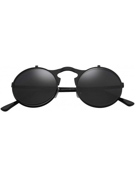 Sport Circle Flip Up Sunglasses Gothic Round Retro John Lennon Style Sun Glasses Steampunk Sunglasses - CL18RZQZ6HL $10.67