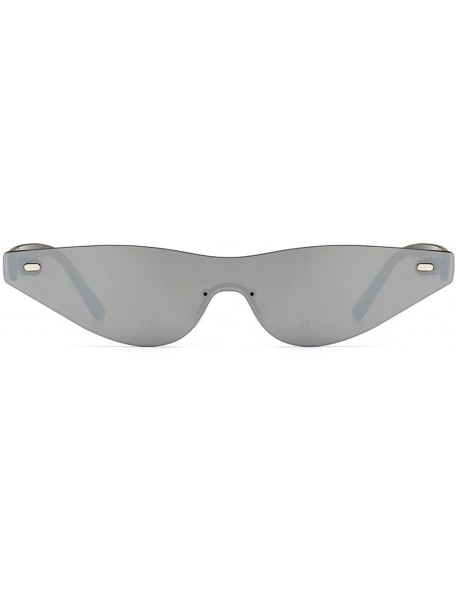 Rimless Triangle Cat Eye Sunglasses Women Rimless Sun Glasses Female Accessories - Silver Mirror - CC18EIL9ES3 $11.23