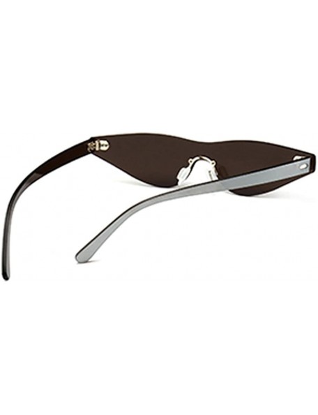 Rimless Triangle Cat Eye Sunglasses Women Rimless Sun Glasses Female Accessories - Silver Mirror - CC18EIL9ES3 $11.23