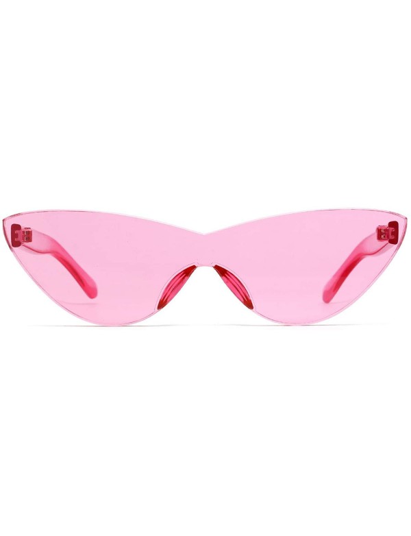 Rectangular Fashion Frameless Sunglasses Vintage glasses - Pink - CW18SUWRAO2 $9.47