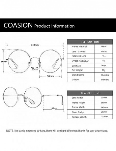Round Oversized Retro Round Polarized Sunglasses for Women Circle Lens Large Frame 100% UV Protection - CZ194IW2XZC $9.99