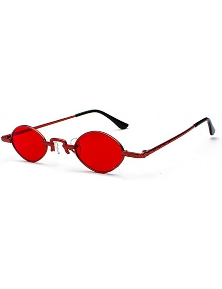 Oval Tiny Sunglasses Men Metal Retro Small Oval Sun Glasses Women Unisex Gift Items - Red - C418LS37R2L $10.02