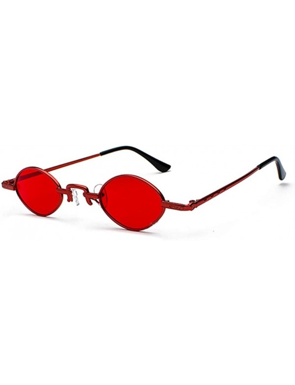 Oval Tiny Sunglasses Men Metal Retro Small Oval Sun Glasses Women Unisex Gift Items - Red - C418LS37R2L $10.02