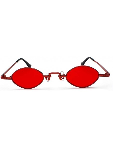 Oval Tiny Sunglasses Men Metal Retro Small Oval Sun Glasses Women Unisex Gift Items - Red - C418LS37R2L $10.02