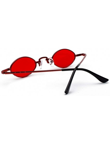 Oval Tiny Sunglasses Men Metal Retro Small Oval Sun Glasses Women Unisex Gift Items - Red - C418LS37R2L $10.02