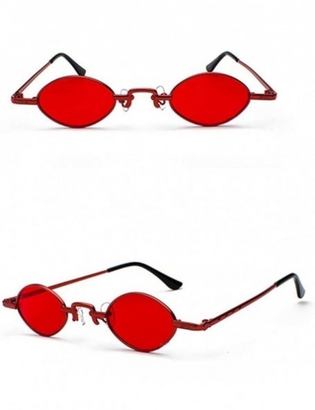 Oval Tiny Sunglasses Men Metal Retro Small Oval Sun Glasses Women Unisex Gift Items - Red - C418LS37R2L $10.02