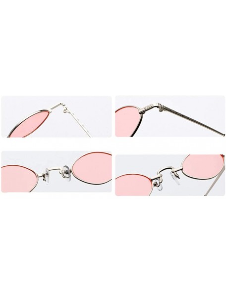 Oval Tiny Sunglasses Men Metal Retro Small Oval Sun Glasses Women Unisex Gift Items - Red - C418LS37R2L $10.02