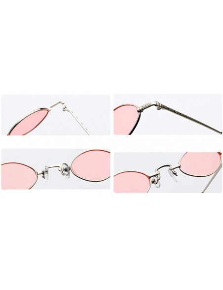 Oval Tiny Sunglasses Men Metal Retro Small Oval Sun Glasses Women Unisex Gift Items - Red - C418LS37R2L $10.02