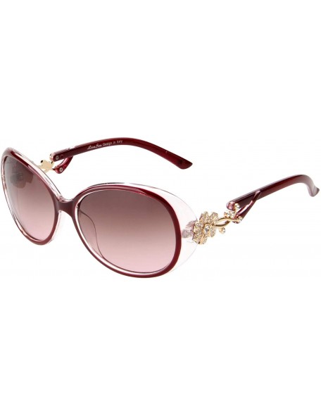 Oval Designer Womens Oversized Sunglasses Fashion with Crystals GD103 - Red - CK188ZD7EZK $11.59