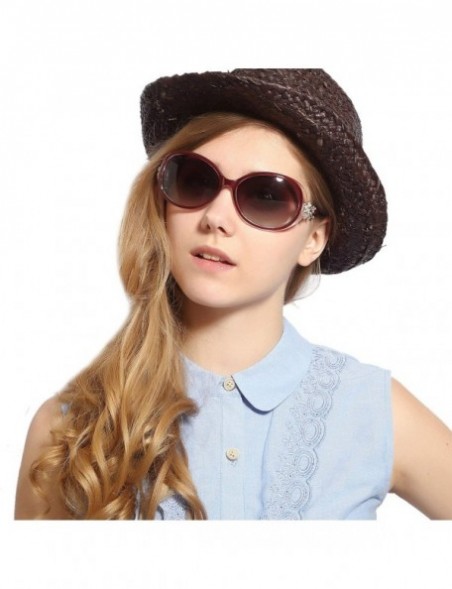 Oval Designer Womens Oversized Sunglasses Fashion with Crystals GD103 - Red - CK188ZD7EZK $11.59