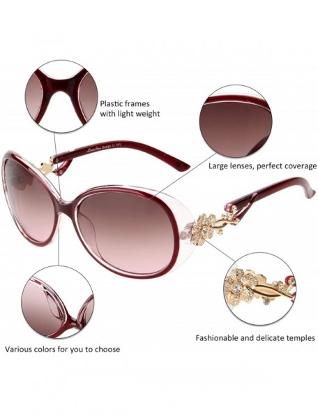 Oval Designer Womens Oversized Sunglasses Fashion with Crystals GD103 - Red - CK188ZD7EZK $11.59