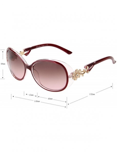 Oval Designer Womens Oversized Sunglasses Fashion with Crystals GD103 - Red - CK188ZD7EZK $11.59