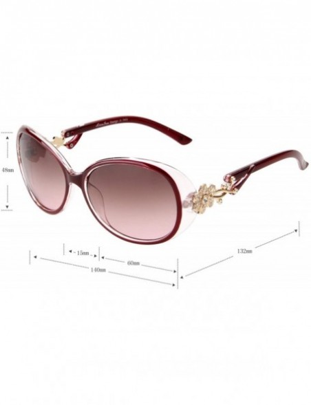 Oval Designer Womens Oversized Sunglasses Fashion with Crystals GD103 - Red - CK188ZD7EZK $11.59