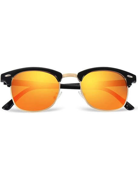 Rimless Rimless Sunglasses Men/Women Polarized Half Frame style/Lightweight/UV Protection - Black Frame/Orange Lens - C0194RA...