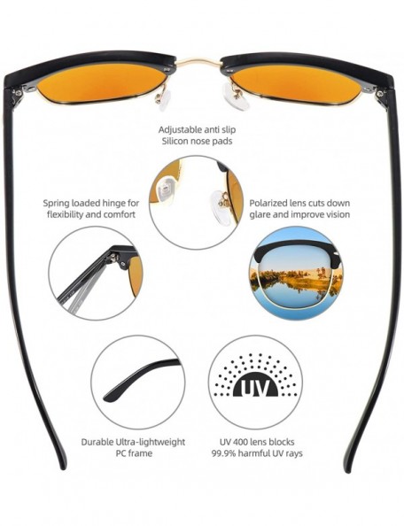 Rimless Rimless Sunglasses Men/Women Polarized Half Frame style/Lightweight/UV Protection - Black Frame/Orange Lens - C0194RA...