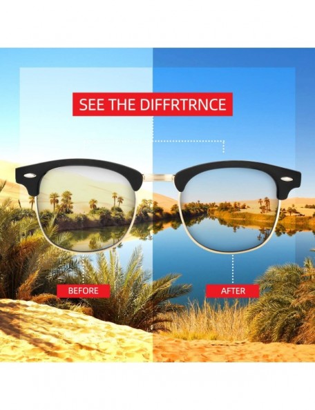 Rimless Rimless Sunglasses Men/Women Polarized Half Frame style/Lightweight/UV Protection - Black Frame/Orange Lens - C0194RA...