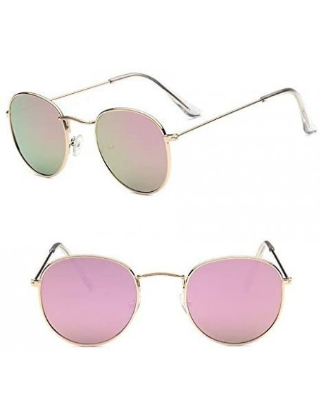 Round Sunglasses Mirror Classic Glasses Driving - Goldpink - CM198MOIRQA $13.77