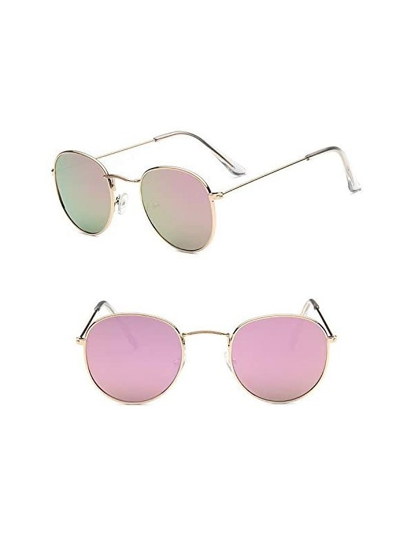 Round Sunglasses Mirror Classic Glasses Driving - Goldpink - CM198MOIRQA $13.77