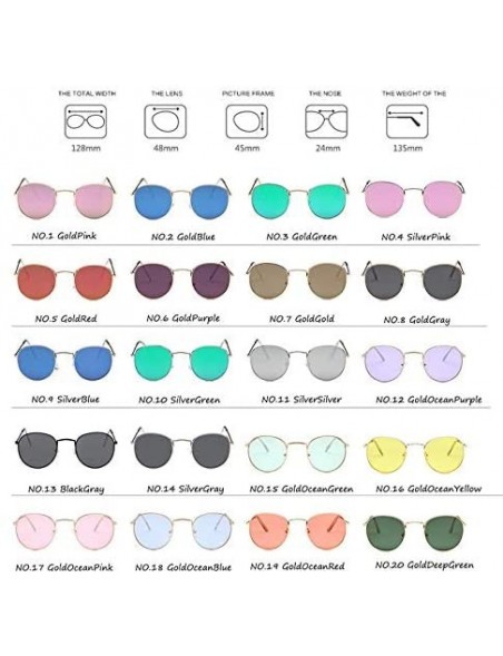 Round Sunglasses Mirror Classic Glasses Driving - Goldpink - CM198MOIRQA $13.77