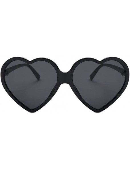 Round Fashion Women Unisex Heart-shaped Shades UV Mirror Sunglasses Eyewear - Black - CJ18Q3SHLIE $16.18