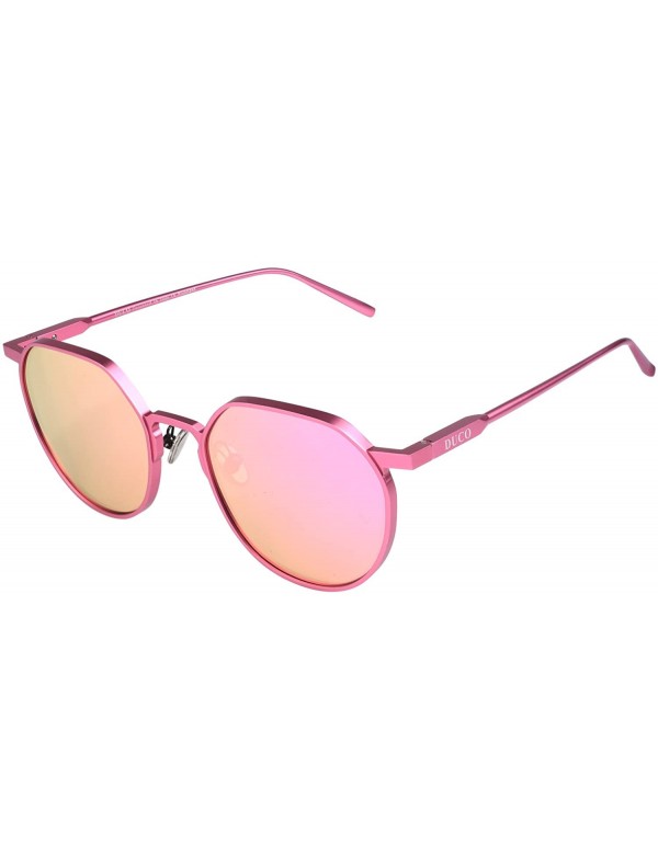 Round Unisex Fashion Polarized Sungalsses for Men Women with Metal Frame UV 400 Protection 8120 - Pink - CT1899T479U $13.15