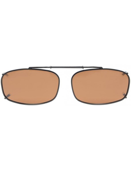 Rectangular Metal Frame Rim Polarized Lens Clip On Sunglasses 2 1/8"x1 3/8" - Brown - C112NG0UM5H $11.11