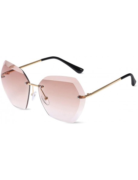 Oversized Sunglasses Oversized Transparent Gradient - Light Brown/Gold - CI18Y4LGYGL $18.97