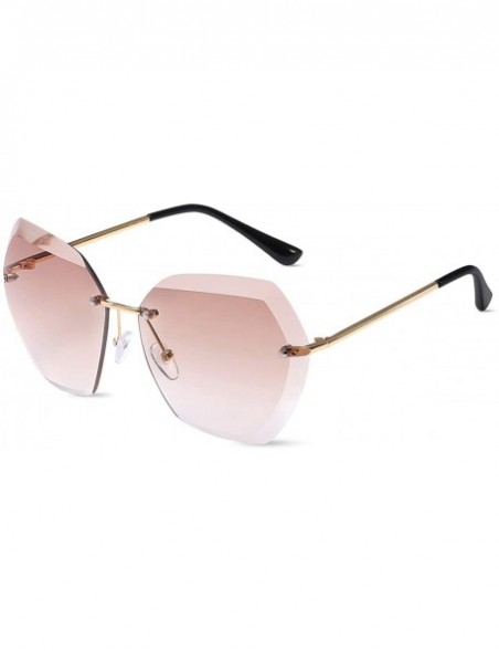 Oversized Sunglasses Oversized Transparent Gradient - Light Brown/Gold - CI18Y4LGYGL $18.97