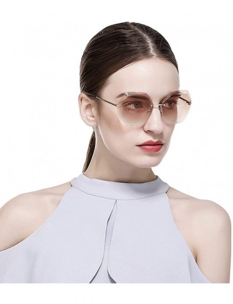 Oversized Sunglasses Oversized Transparent Gradient - Light Brown/Gold - CI18Y4LGYGL $18.97