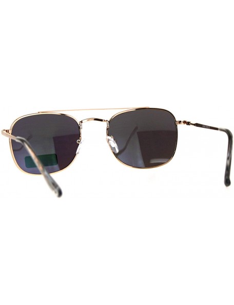 Aviator Unisex Designer Style Sunglasses Square Aviators Spring Hinge UV 400 - Gold (Teal Mirror) - C918HKUTWLQ $8.25