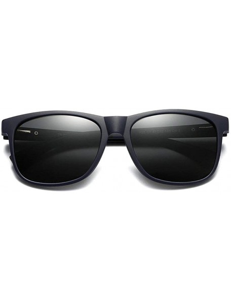 Square Fashion Trend Brand Designer TR90 Square Frame Men Polarized Sunglasses UV400 - Blue - CU18TQYZA9Y $12.23