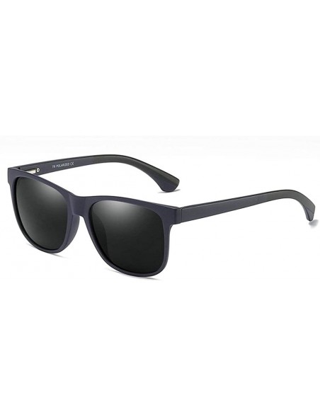 Square Fashion Trend Brand Designer TR90 Square Frame Men Polarized Sunglasses UV400 - Blue - CU18TQYZA9Y $12.23