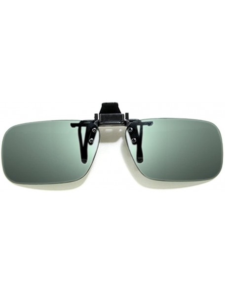 Rectangular Vision Guard Rectangle Polarized Flip-Ups Clip-On Sunglasses 60MM - Black - CL12O0SMA8L $12.08