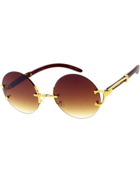 Oversized SteamPunk 80s Retro Fashion Round Frame Sunglasses Ver 3.0 - Brown - CA18UDRM3AH $10.29