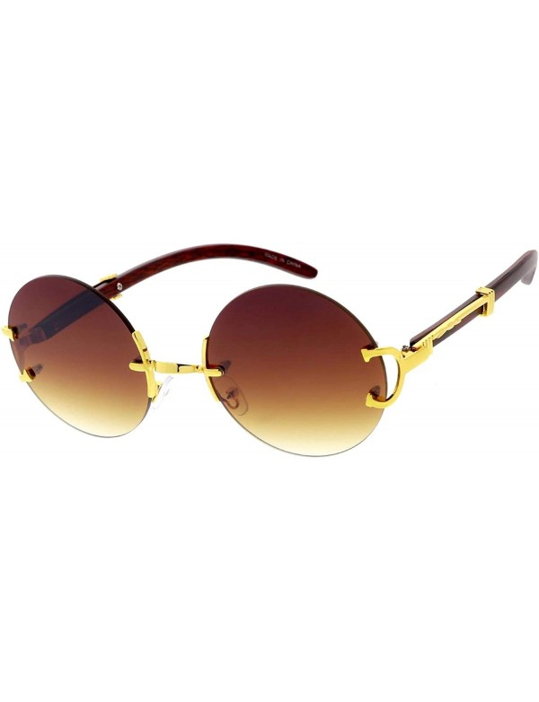 Oversized SteamPunk 80s Retro Fashion Round Frame Sunglasses Ver 3.0 - Brown - CA18UDRM3AH $10.29