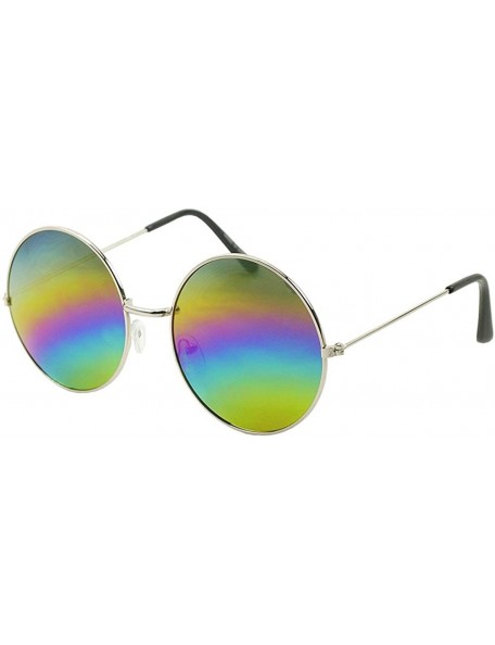Oversized Men Women Round Sunglasses Oversized Flat Color Lens Crystal Colorful Frame Fashion Shades - CI182OSXK0K $7.78
