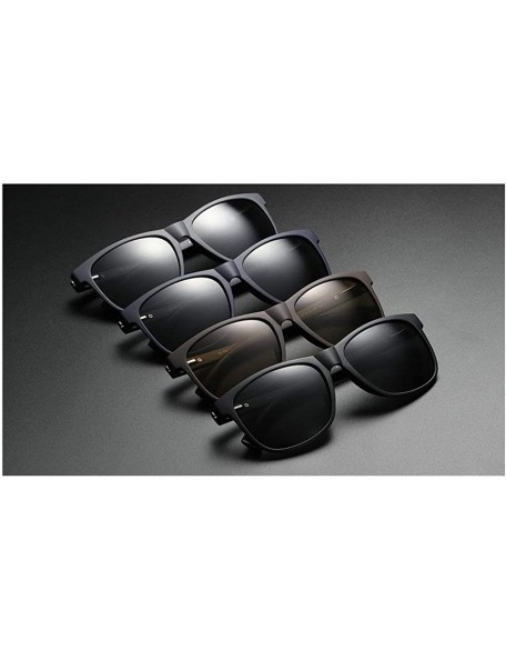 Square Fashion Trend Brand Designer TR90 Square Frame Men Polarized Sunglasses UV400 - Blue - CU18TQYZA9Y $12.23